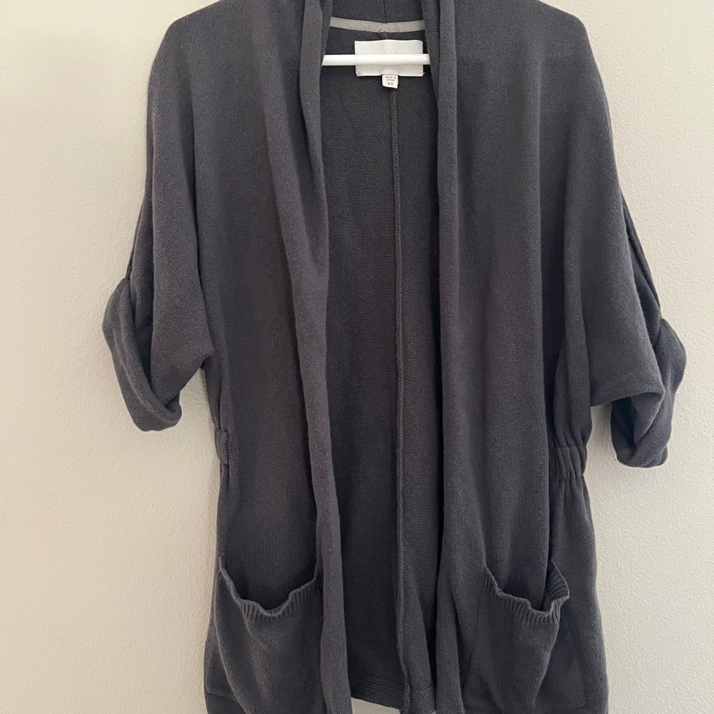 Brochu Walker Moro Cardigan Cotton Cashmere Blend Size XS Gray - Picture 2 of 7